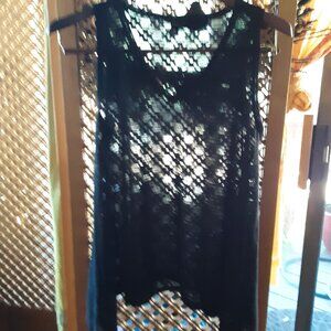 black ribbed transparent a-line top